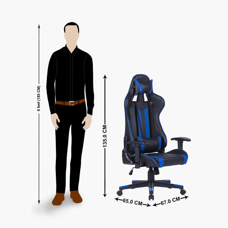 Champion Buddy Faux Leather High Back Gaming Chair - Black and Blue