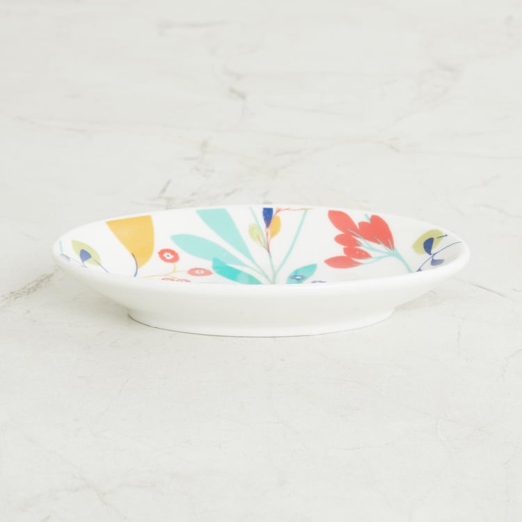 Medley BR Florence White Printed Oval Ceramic Soap Dish