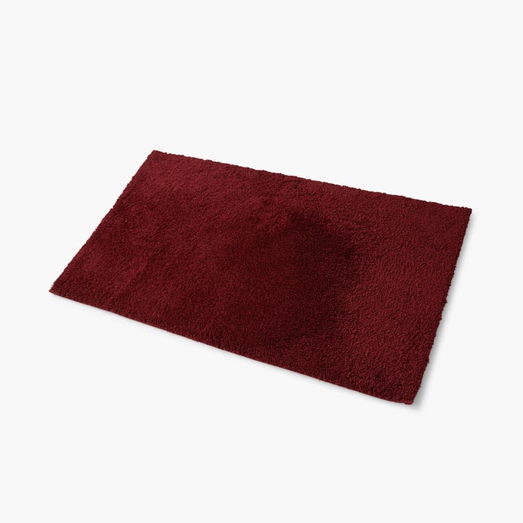 Spaces Large Size Exotica Red Textured Drylon Rectangular Bath Mat - 50X80Cm