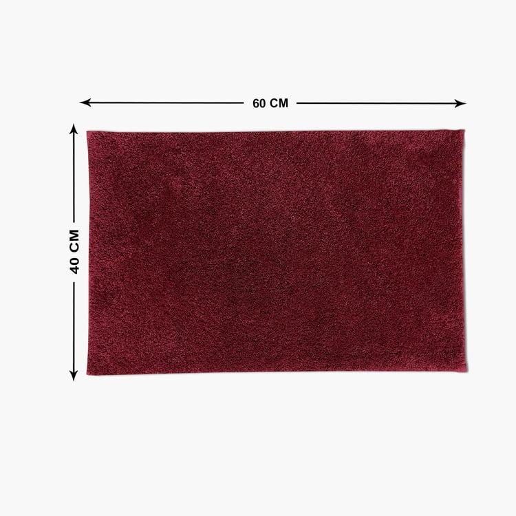 Spaces Small Size Exotica Red Textured Drylon Rectangular Bath Mat - 40X60Cm