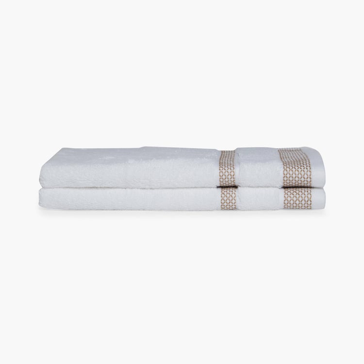 SPACES Hygro White Textured Cotton Hand Towel - 40x60cm - Set of 2