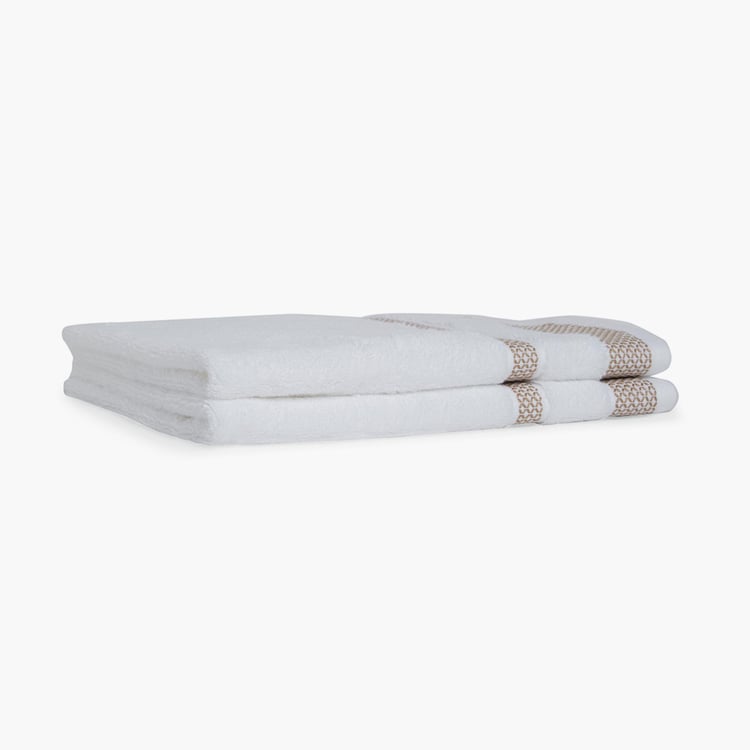 SPACES Hygro White Textured Cotton Hand Towel - 40x60cm - Set of 2