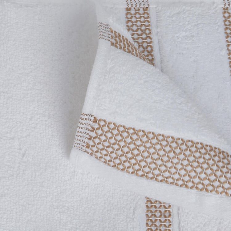 SPACES Hygro White Textured Cotton Hand Towel - 40x60cm - Set of 2