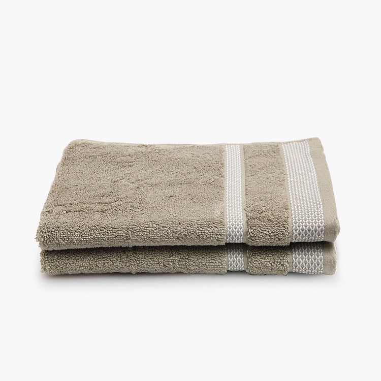 SPACES Hygro Brown Textured Cotton Hand Towel - 40x60cm - Set of 2