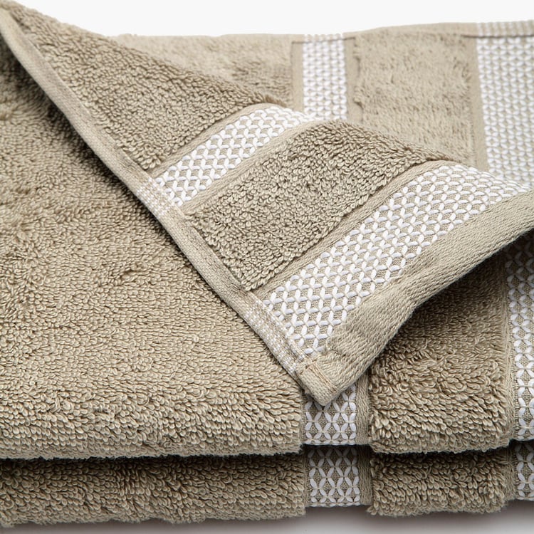 SPACES Hygro Brown Textured Cotton Hand Towel - 40x60cm - Set of 2