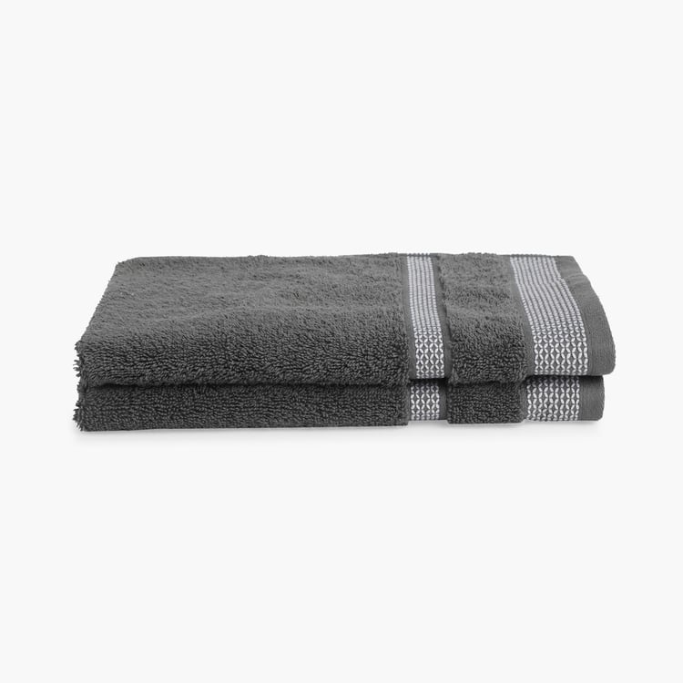 SPACES Hygro Grey Textured Cotton Hand Towel - 40x60cm - Set of 2