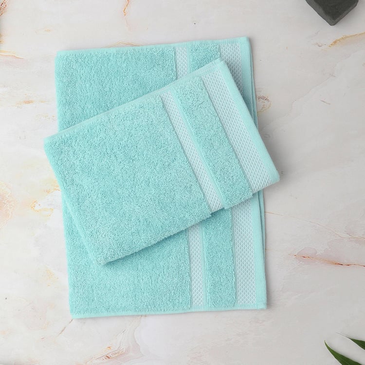 SPACES Hygro Blue Textured Cotton Hand Towel - 40x60cm - Set of 2
