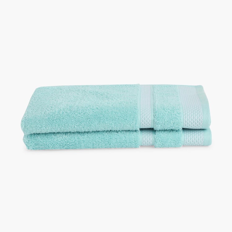 SPACES Hygro Blue Textured Cotton Hand Towel - 40x60cm - Set of 2