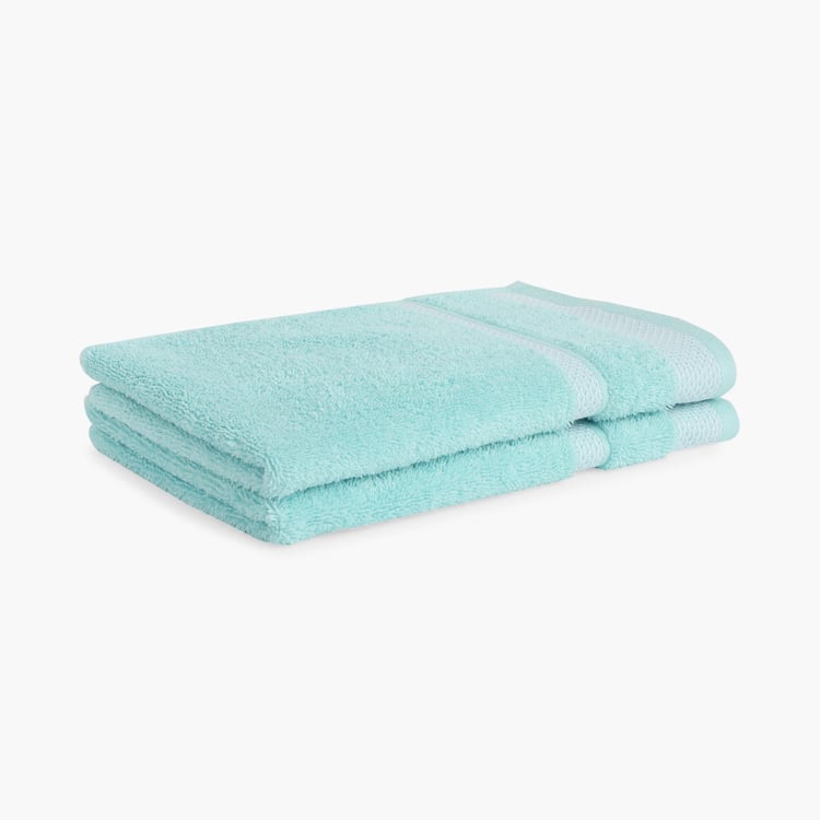 SPACES Hygro Blue Textured Cotton Hand Towel - 40x60cm - Set of 2