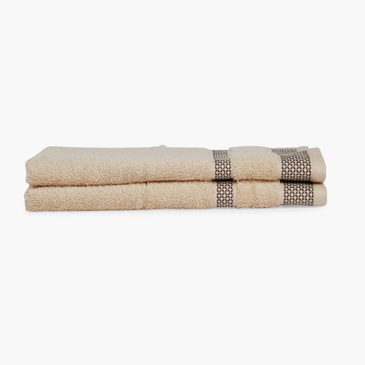 SPACES Hygro Beige Textured Cotton Hand Towel - 40x60cm - Set of 2