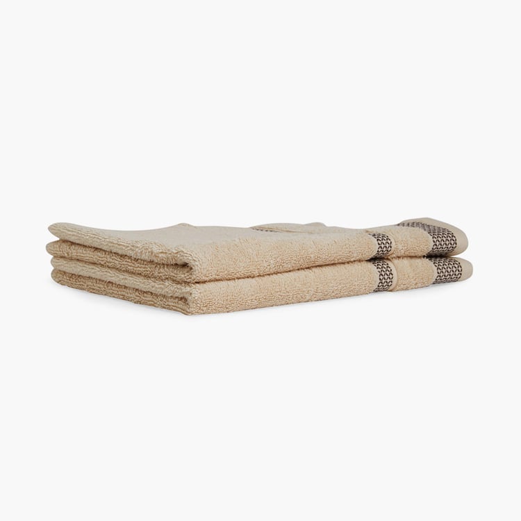 SPACES Hygro Beige Textured Cotton Hand Towel - 40x60cm - Set of 2