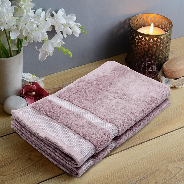 SPACES Hygro Pink Textured Cotton Hand Towel - 40x60cm - Set of 2
