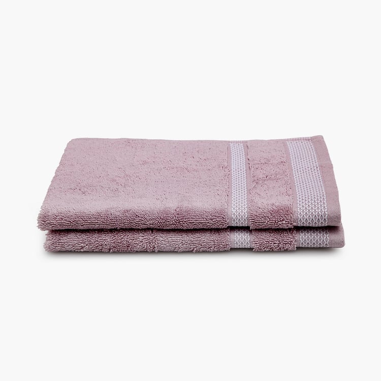 SPACES Hygro Pink Textured Cotton Hand Towel - 40x60cm - Set of 2