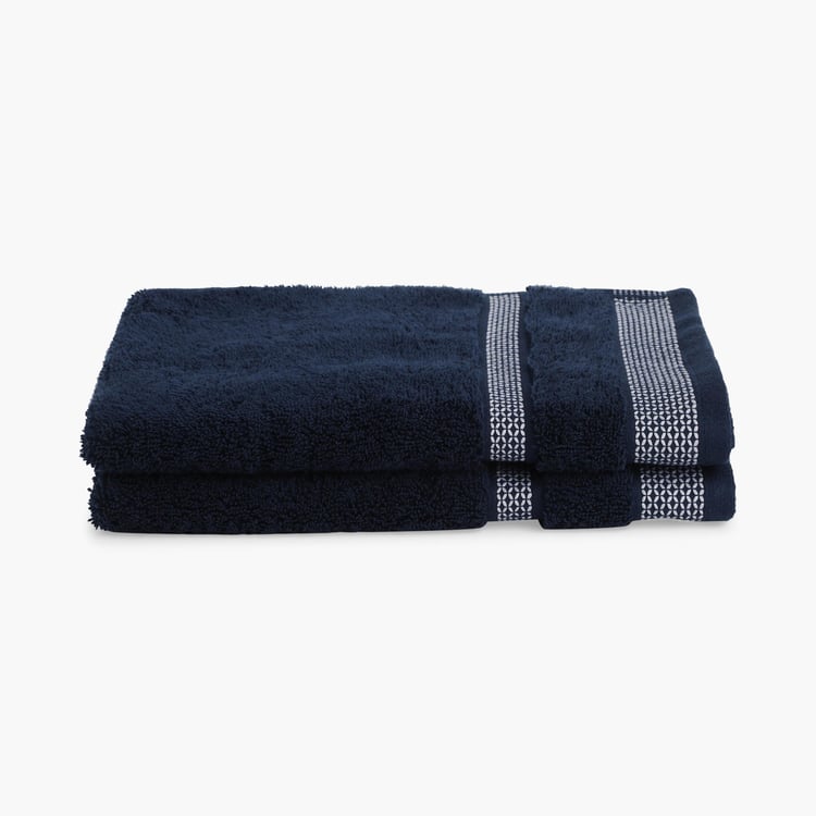 SPACES Hygro Dark Blue Solid Cotton Hand Towels - 40x60cm