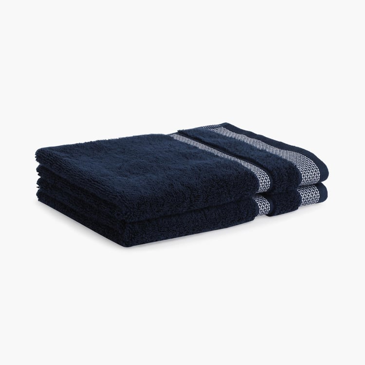 SPACES Hygro Dark Blue Solid Cotton Hand Towels - 40x60cm