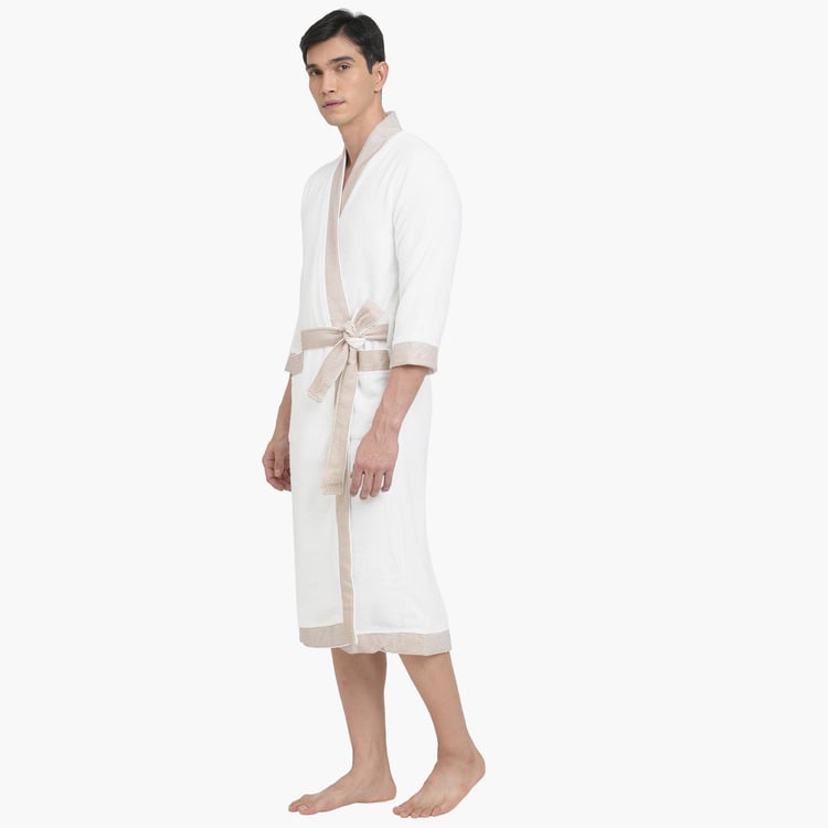 Spaces Large Size Hygro White Textured Large Cotton Bathrobe