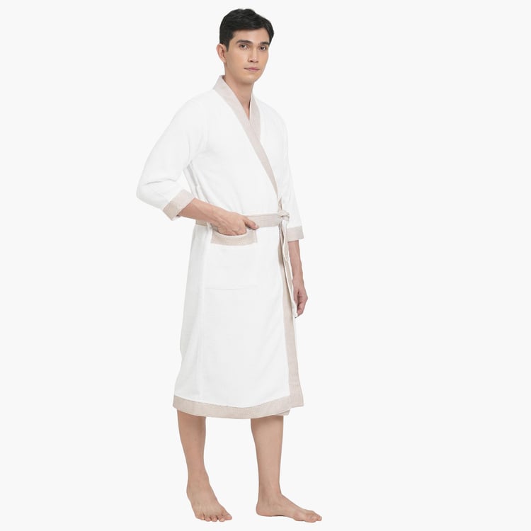 Spaces Large Size Hygro White Textured Large Cotton Bathrobe