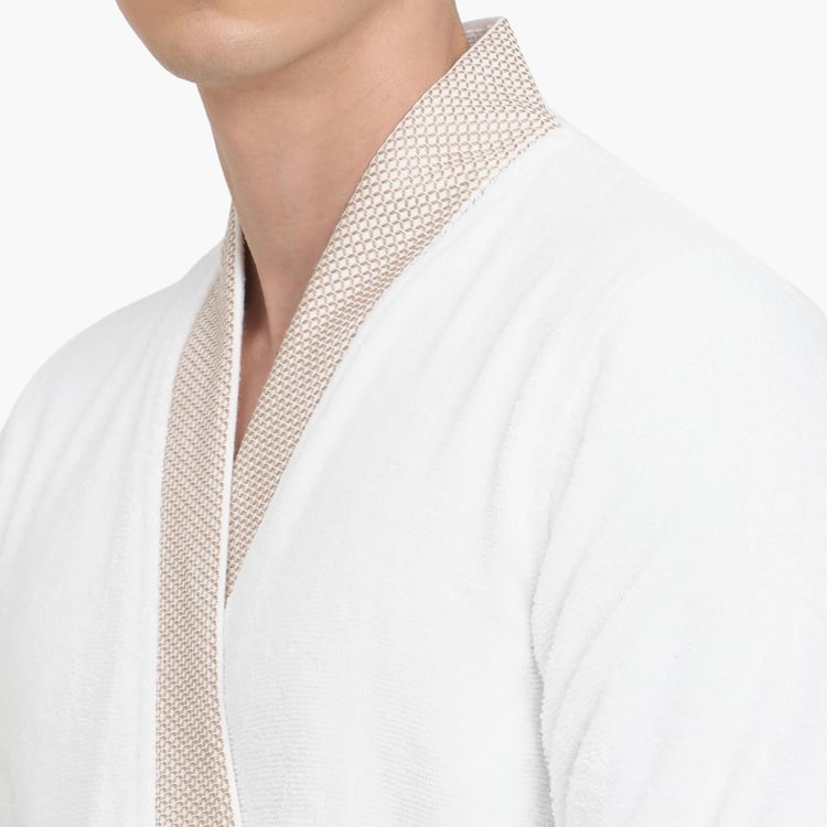 Spaces Large Size Hygro White Textured Large Cotton Bathrobe