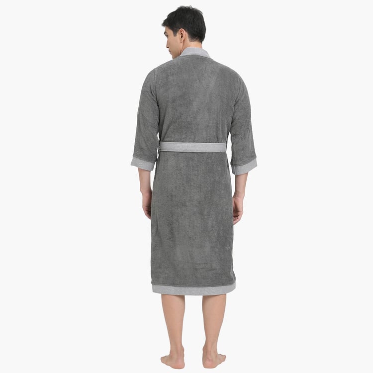 Spaces Large Size Hygro Grey Textured Cotton Adult Bathrobe