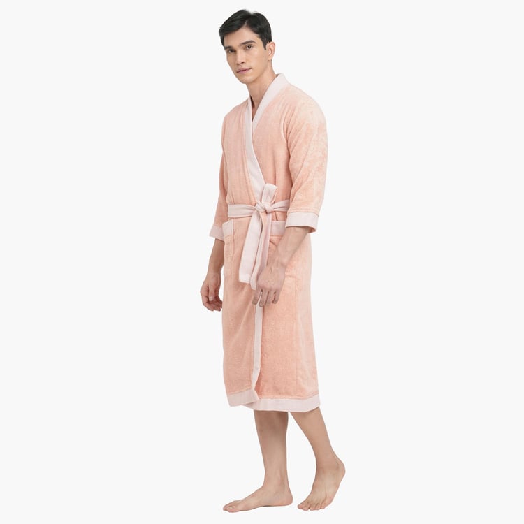 Spaces Large Size Hygro Pink Textured Large Cotton Bathrobe