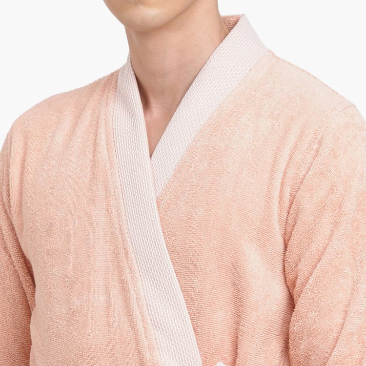 Spaces Large Size Hygro Pink Textured Large Cotton Bathrobe