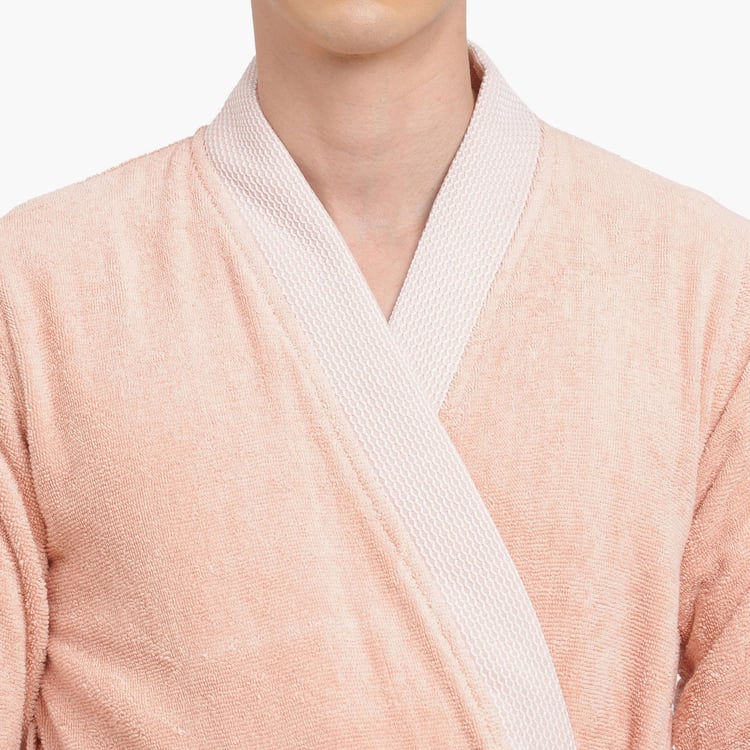 Spaces Large Size Hygro Pink Textured Large Cotton Bathrobe