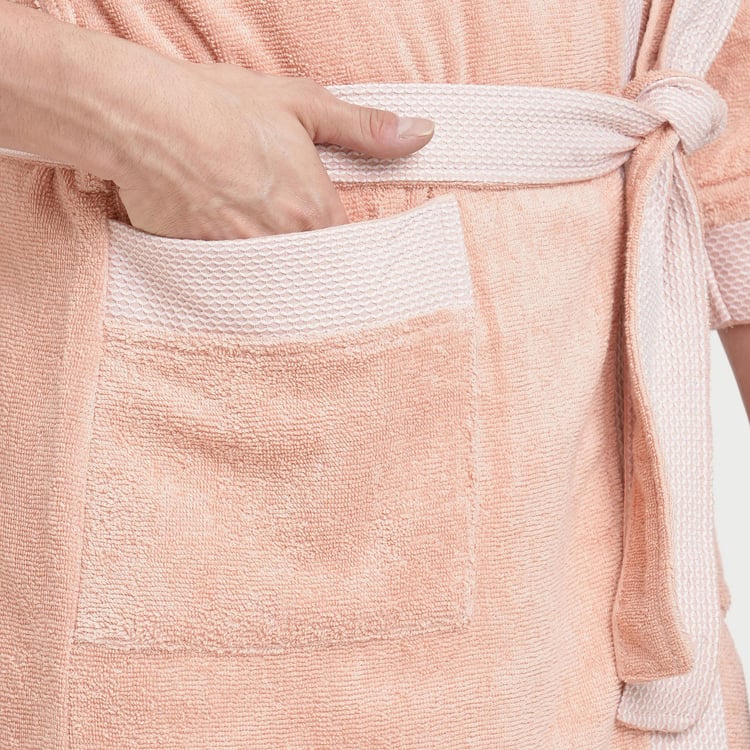 Spaces Large Size Hygro Pink Textured Large Cotton Bathrobe