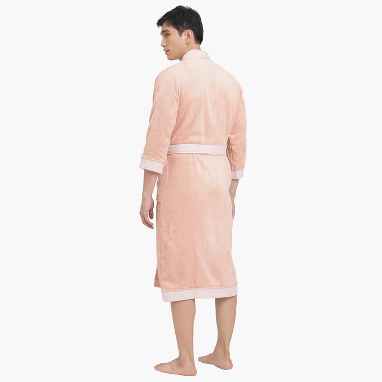 Spaces Extra Large Size Hygro Pink Textured Extra Large Cotton Bathrobe