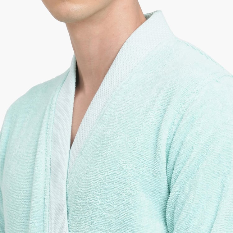 Spaces Medium Size Hygro Blue Textured Medium Cotton Bathrobe