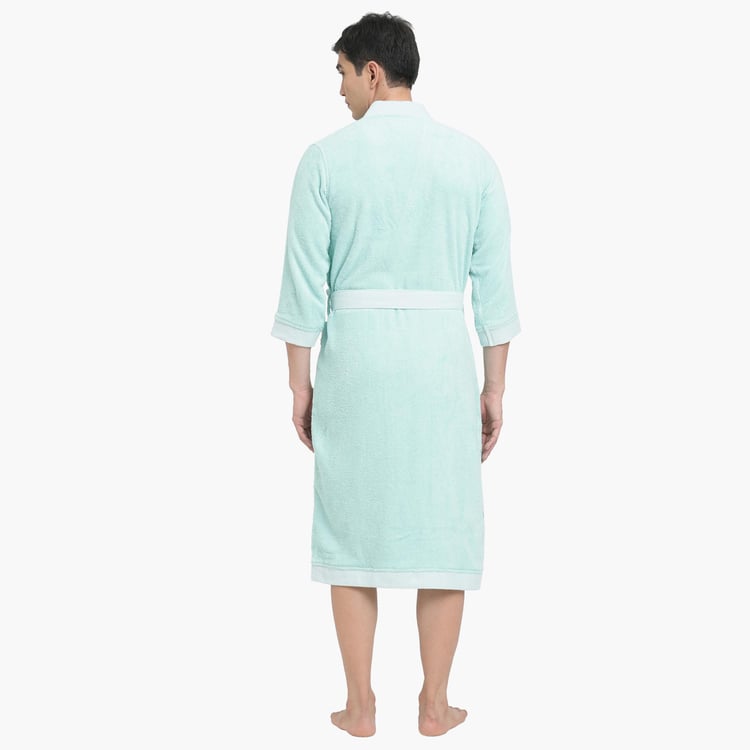 Spaces Large Size Hygro Blue Textured Large Cotton Bathrobe