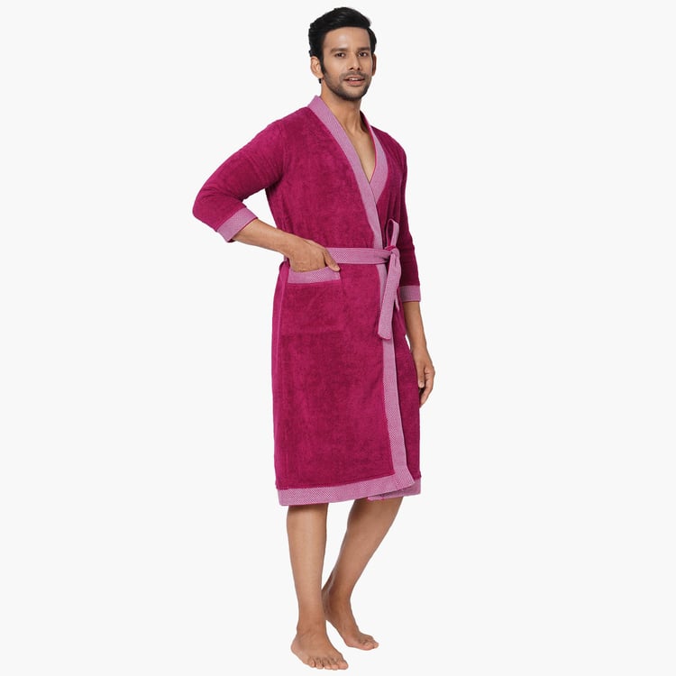 Spaces Medium Size Hygro Violet Textured Cotton Adult Bathrobe