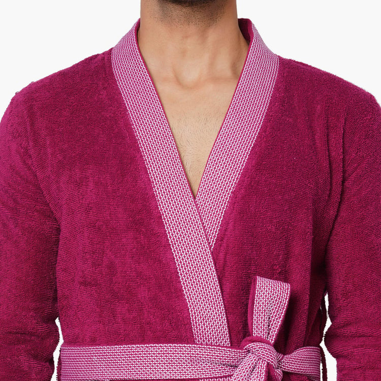 Spaces Large Size Hygro Pink Textured Large Cotton Bathrobe