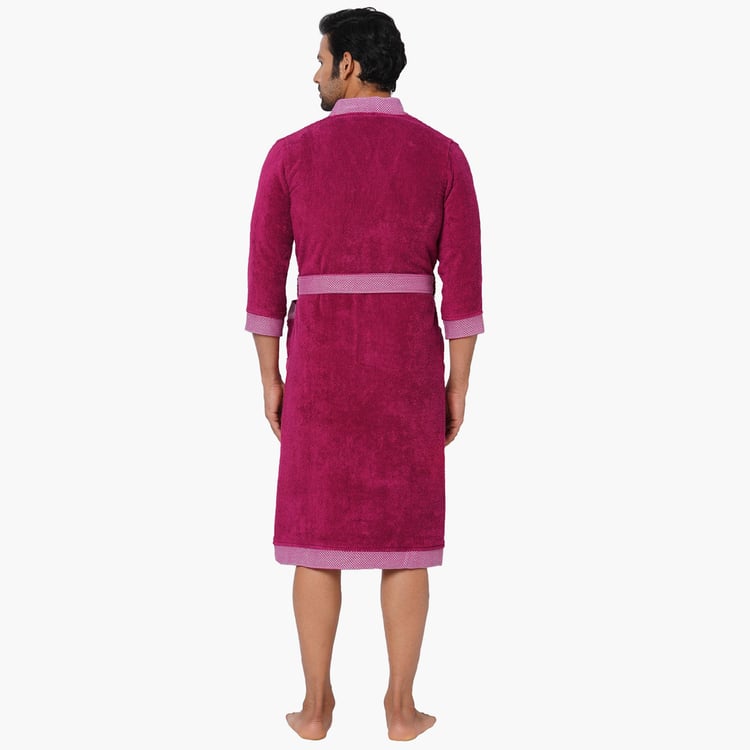 Spaces Extra Large Size Hygro Purple Textured Cotton Adult Bathrobe