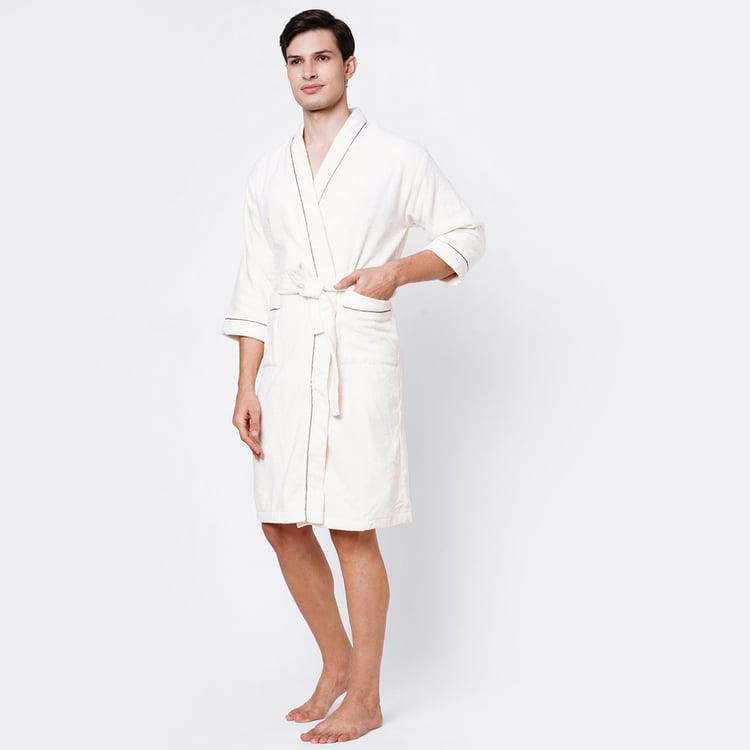 SPACES Exotica Cotton Adult Bathrobe, White - XL