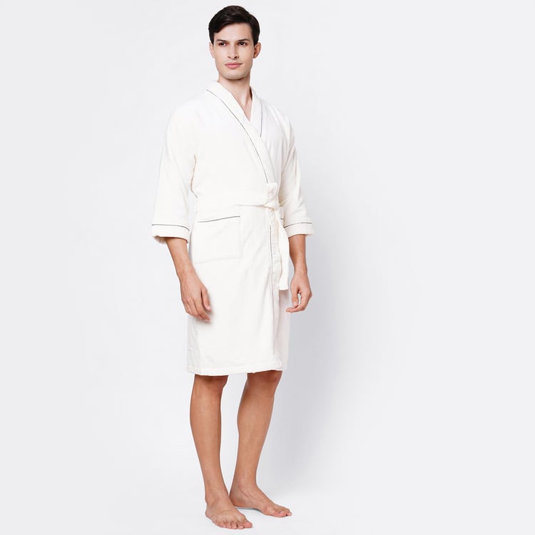 SPACES Exotica Cotton Adult Bathrobe, White - XL