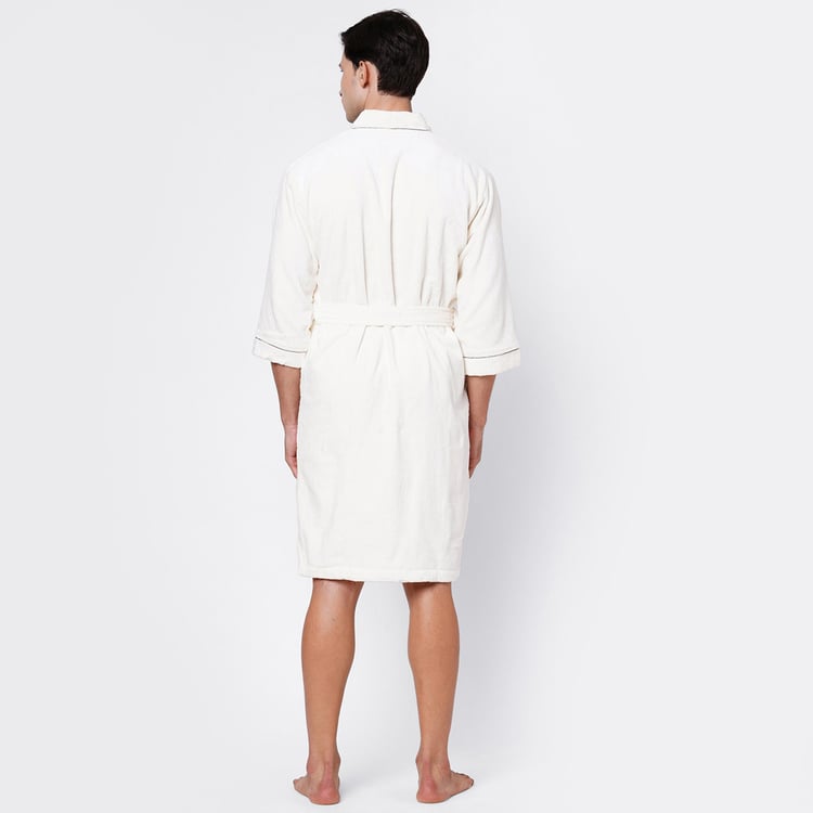 SPACES Exotica Cotton Adult Bathrobe, White - XL