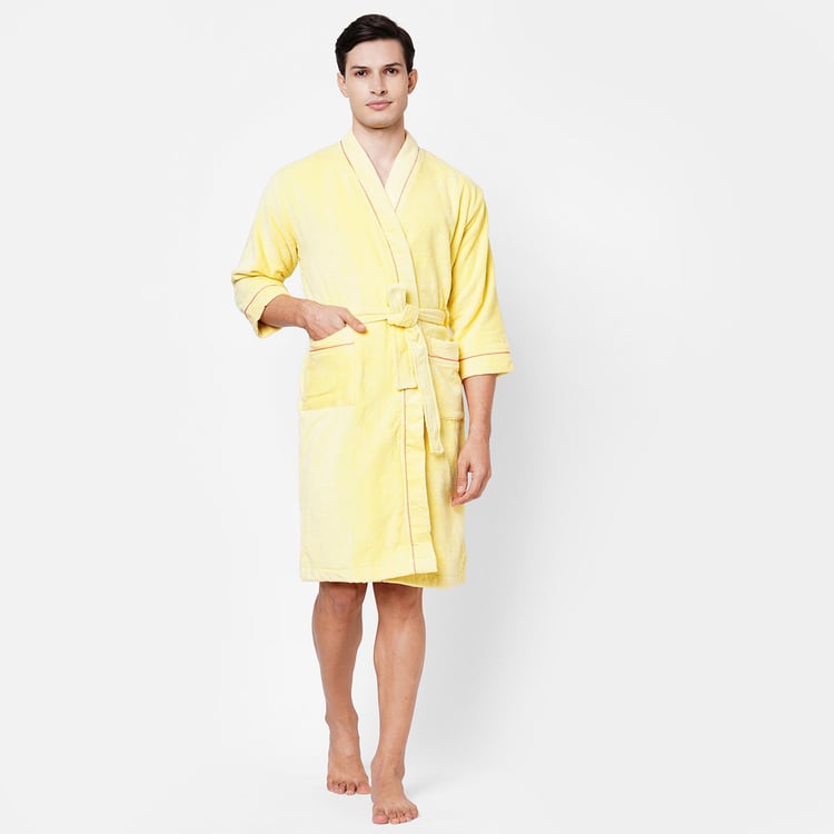 SPACES Exotica Cotton Adult Bathrobe, Yellow - XL