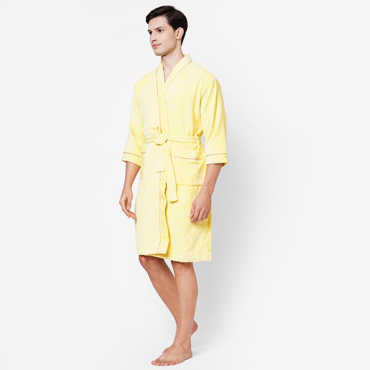 SPACES Exotica Cotton Adult Bathrobe, Yellow - XL