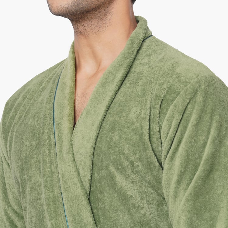 SPACES Exotica Cotton Textured Adult Bathrobe, Green - XL