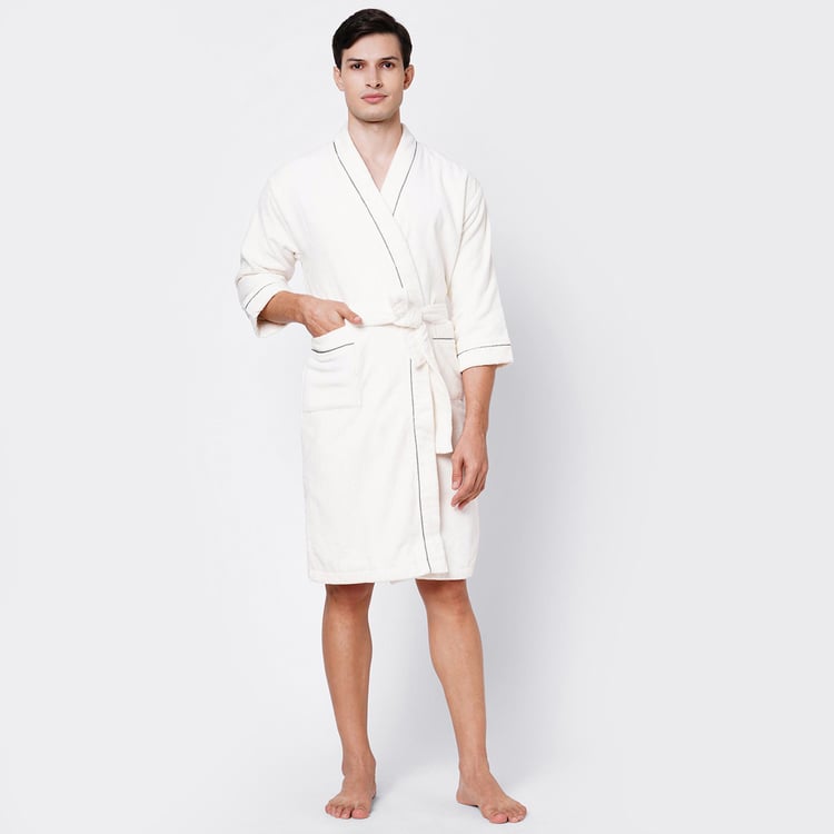 SPACES Exotica Cotton Quick-Dry Adult Bathrobe, Blue - L