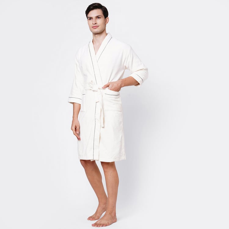 SPACES Exotica Cotton Quick-Dry Adult Bathrobe, Blue - L