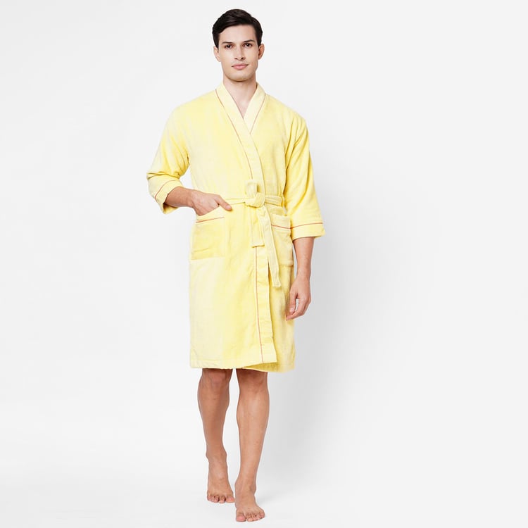 SPACES Exotica Cotton Quick-Dry Adult Bathrobe, Yellow- L