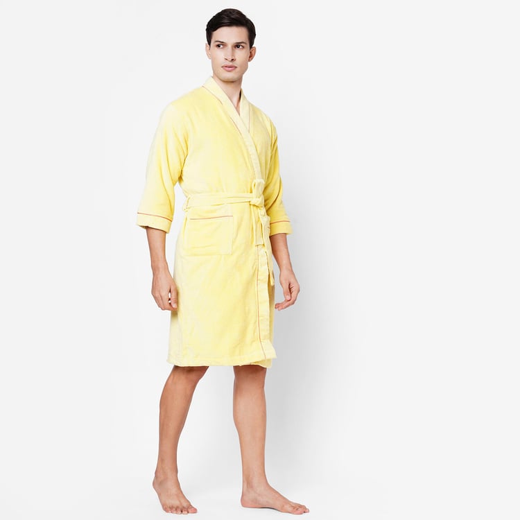 SPACES Exotica Cotton Quick-Dry Adult Bathrobe, Yellow- L