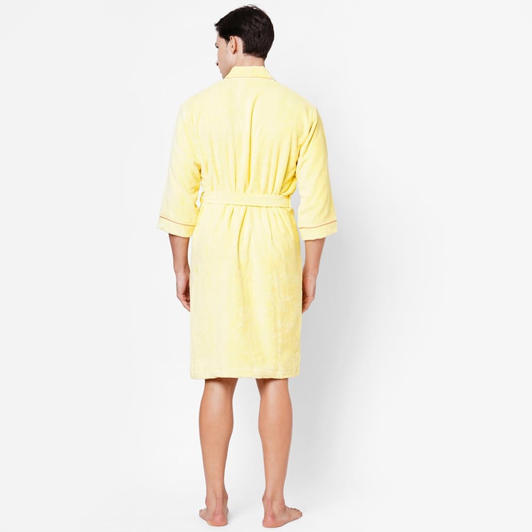 SPACES Exotica Cotton Quick-Dry Adult Bathrobe, Yellow- L