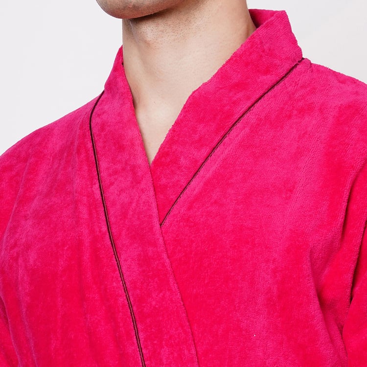 SPACES Exotica Cotton Quick-Dry Adult Bathrobe, Red- L