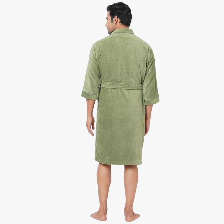 SPACES Exotica Cotton Textured Adult Bathrobe, Green - L