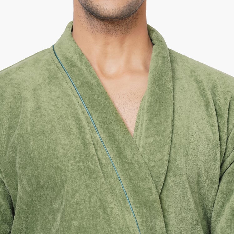 SPACES Exotica Cotton Textured Adult Bathrobe, Green - L