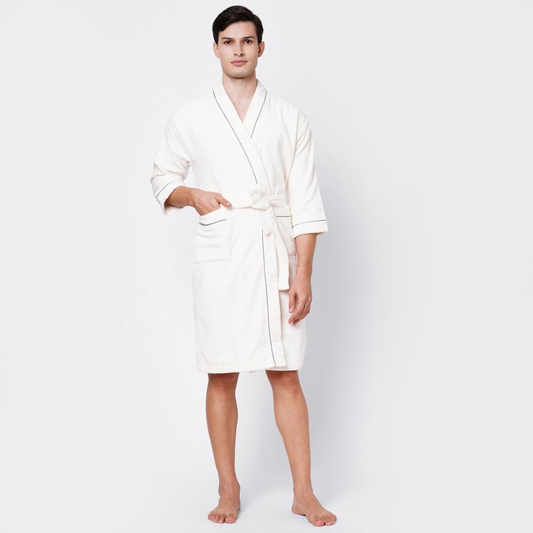 SPACES Exotica Cotton Quick-Dry Adult Bathrobe, White- M