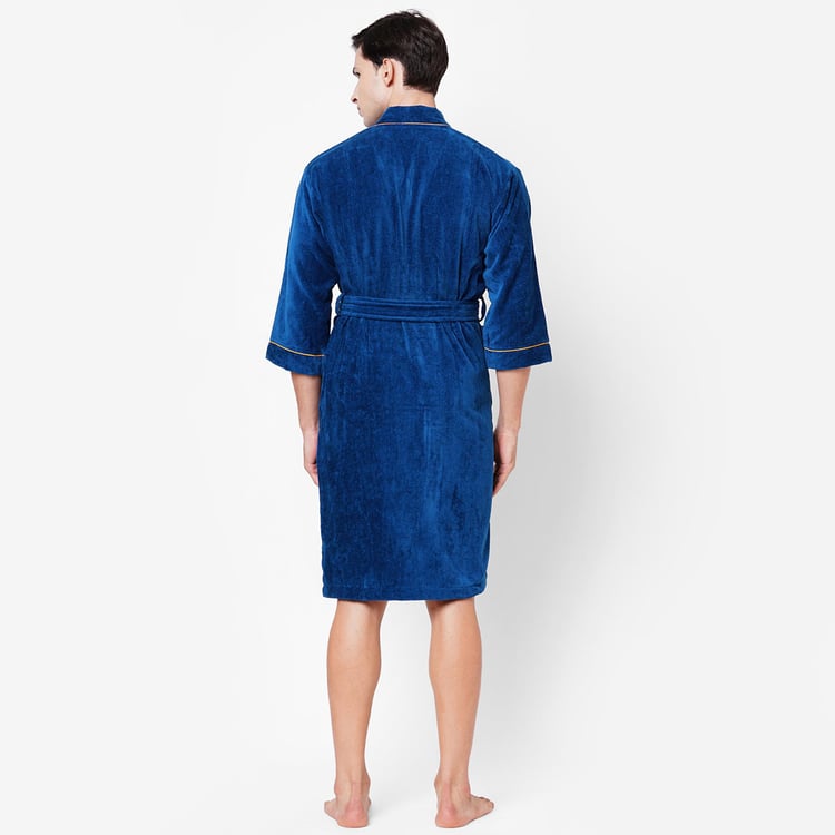 SPACES Exotica Cotton Quick-Dry Adult Bathrobe, Blue - M