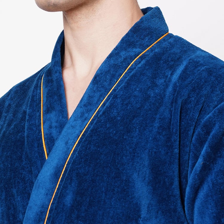 SPACES Exotica Cotton Quick-Dry Adult Bathrobe, Blue - M